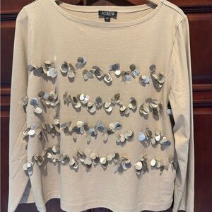 J. Crew Tan Sequin Embellished Sweatshirt